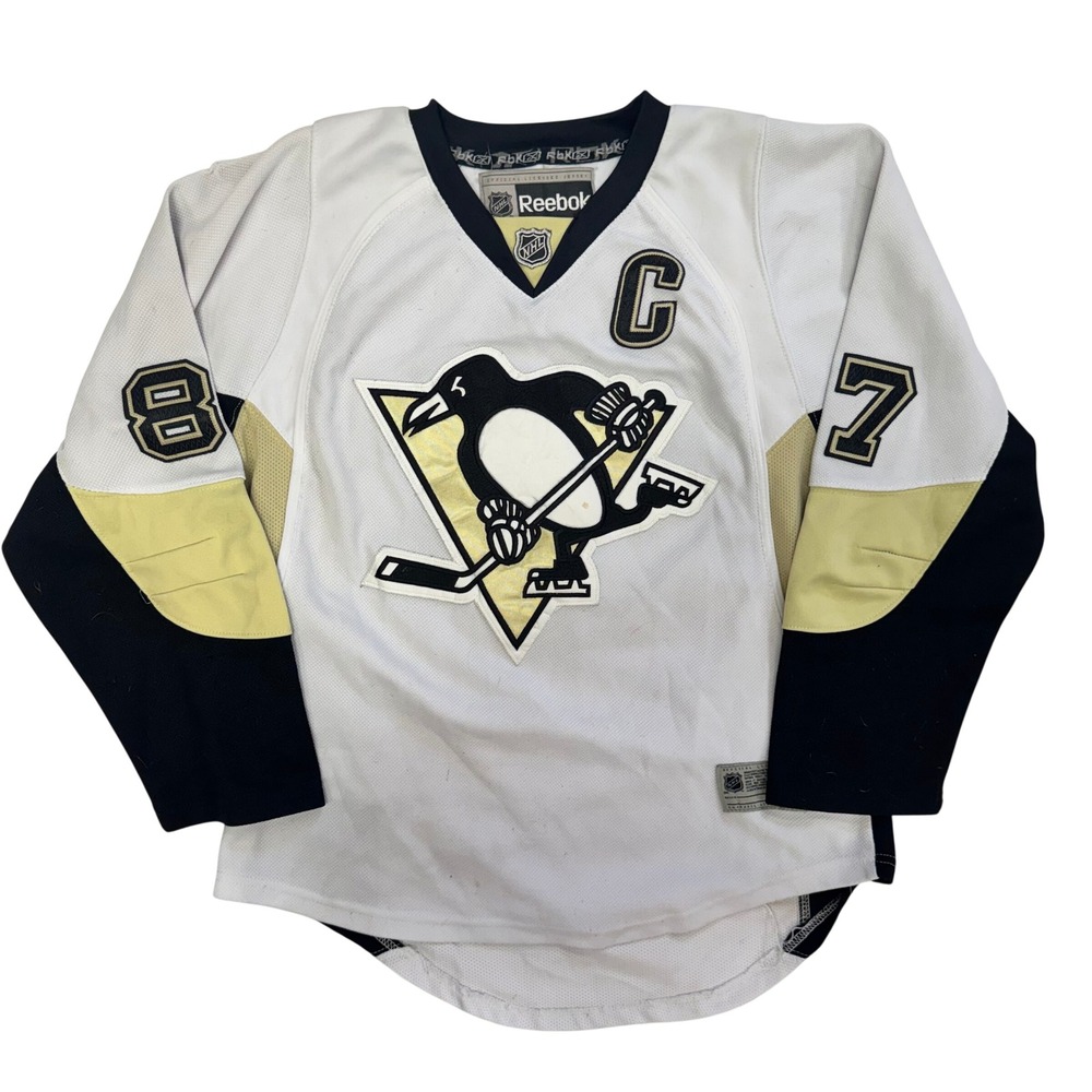 Reebok Sidney Crosby Pittsburgh Penguins NHL Jersey Youth L/XL White 87 Stitched